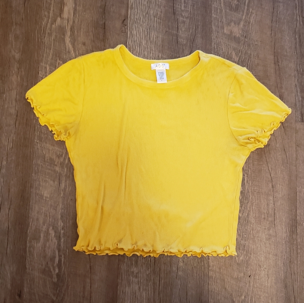 yellow ribbed crop top